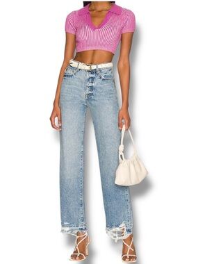 Lovers + Friends Ryan High Rise Rigid Loose Straight in Cascade Wash Size 26